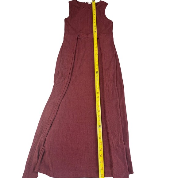 Lush Womens Dress Tie Waist Ribbed Sleeveless Burgundy Knit‎ Bodycon Small - Picture 7 of 9